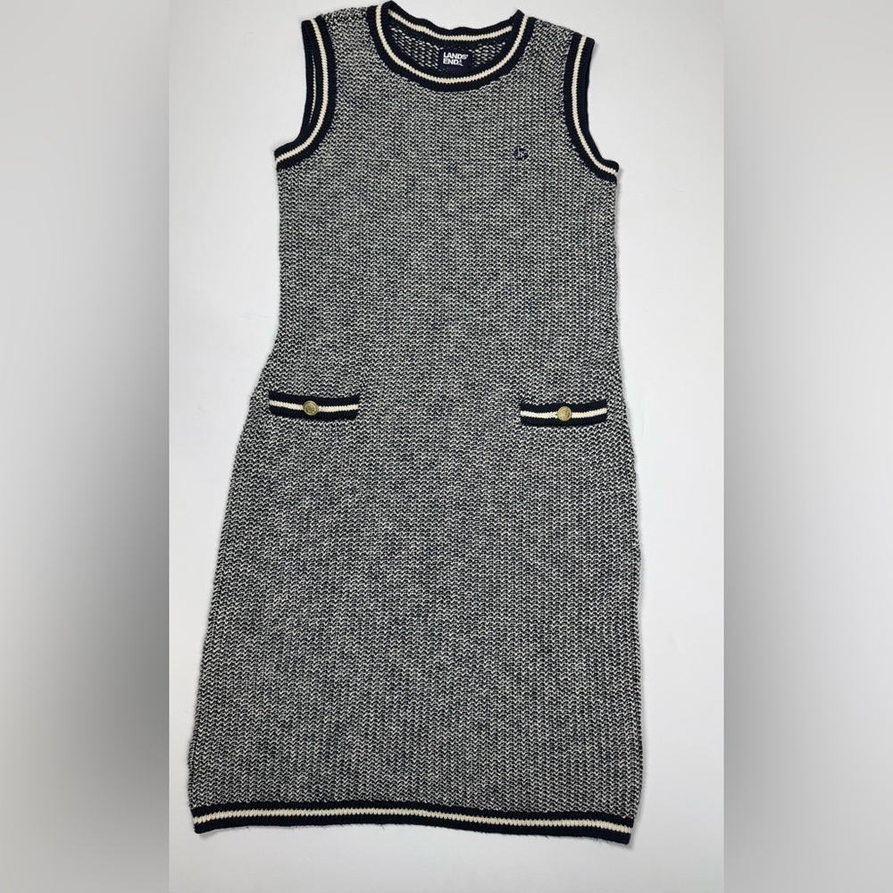 Lands' End Blue and Cream Knit Dress 👗